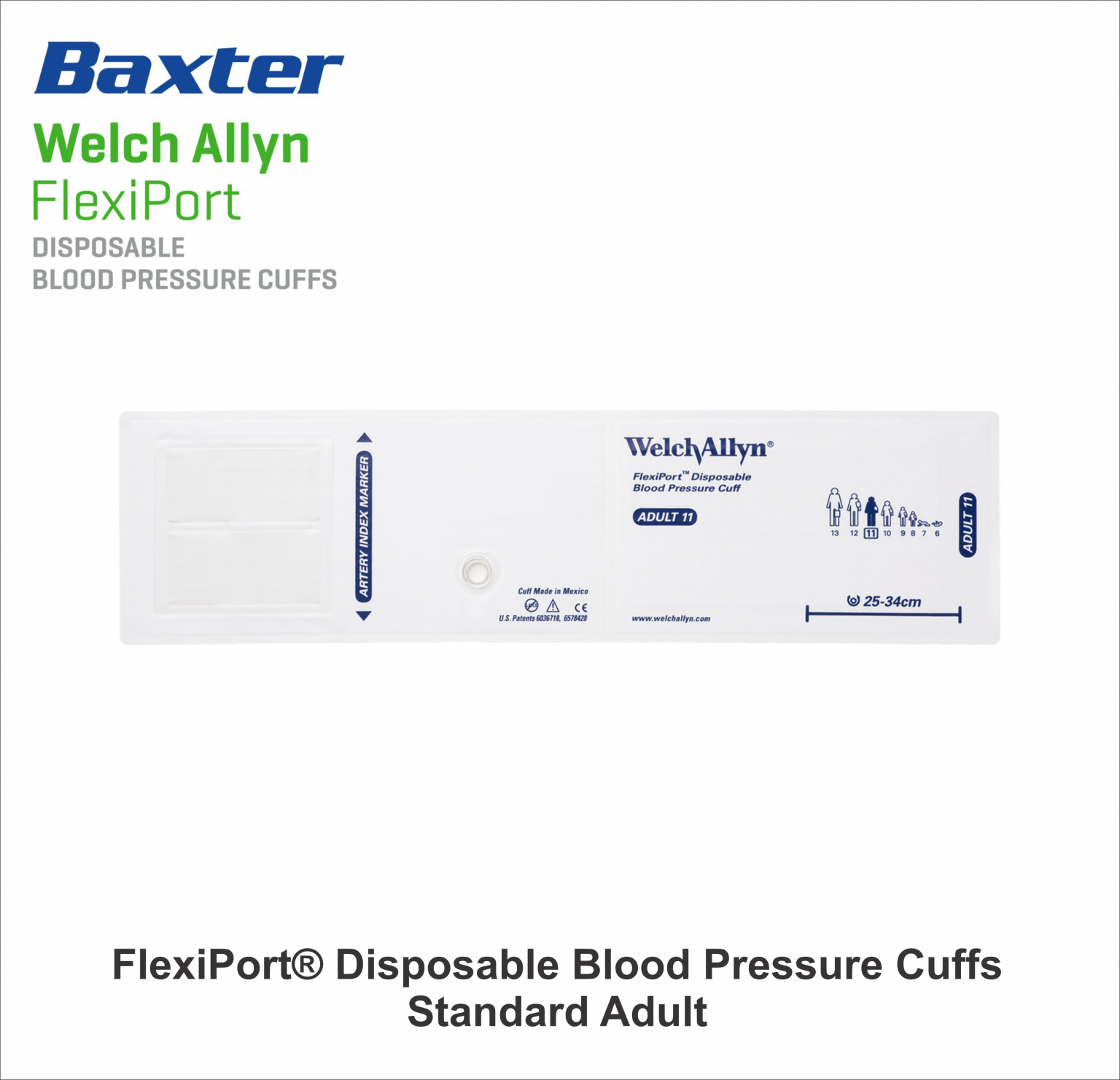 Welch Allyn SOFT11 FlexiPort Disposable Blood Pressure Cuffs Standard