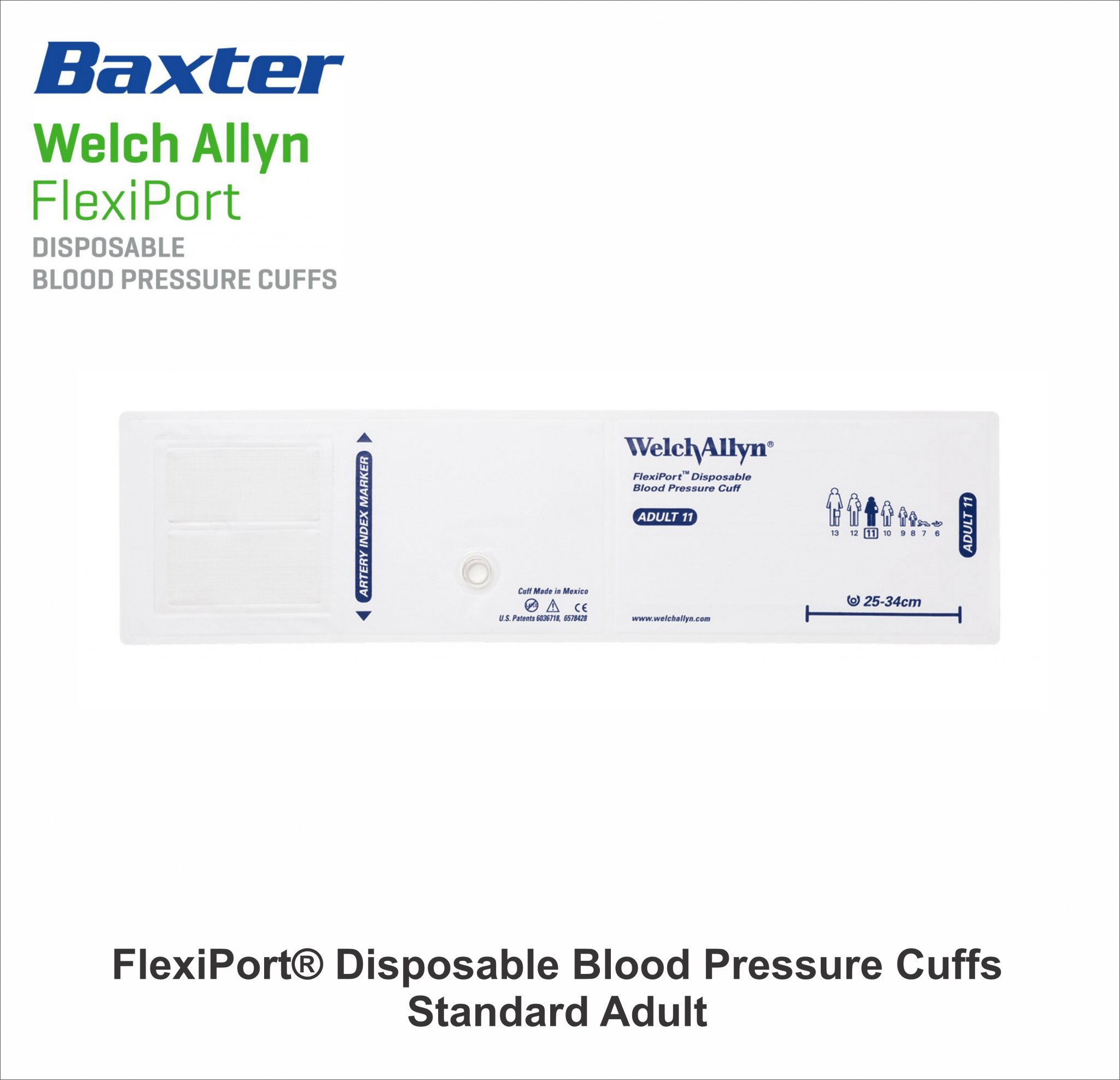 Welch Allyn SOFT11 FlexiPort Disposable Blood Pressure Cuffs Standard