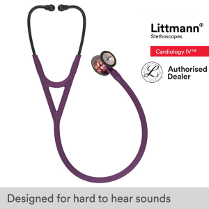 Littmann Cardiology IV Diagnostic Stethoscope, Rainbow-Finish Chestpiece, Plum Tube, Violet Stem and Black Headset, 27 inch, 6205