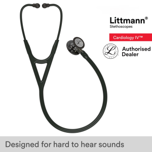 Littmann Cardiology IV Diagnostic Stethoscope, High Polish Smoke-Finish Chestpiece, Black Tube, Champagne Stem and Black Headset, 27 inch, 6204