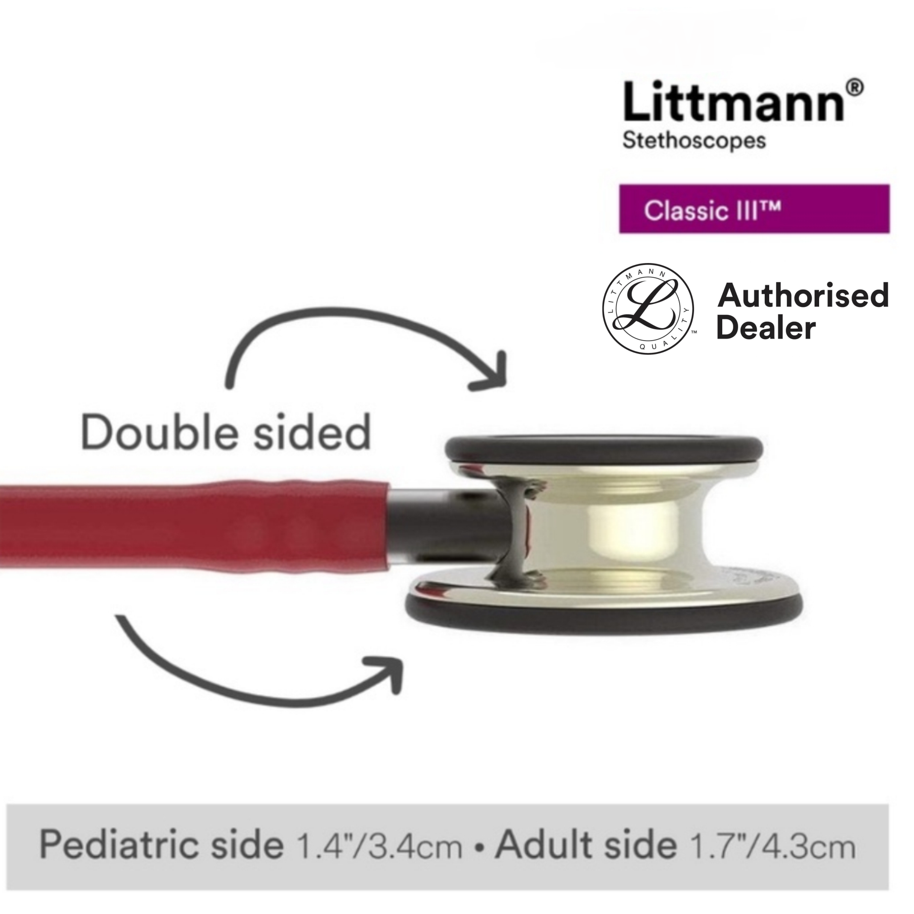 3M Littmann Classic III Stethoscope, 27 inch, 5864 with New Gear Medical Petite Bag - Image 4