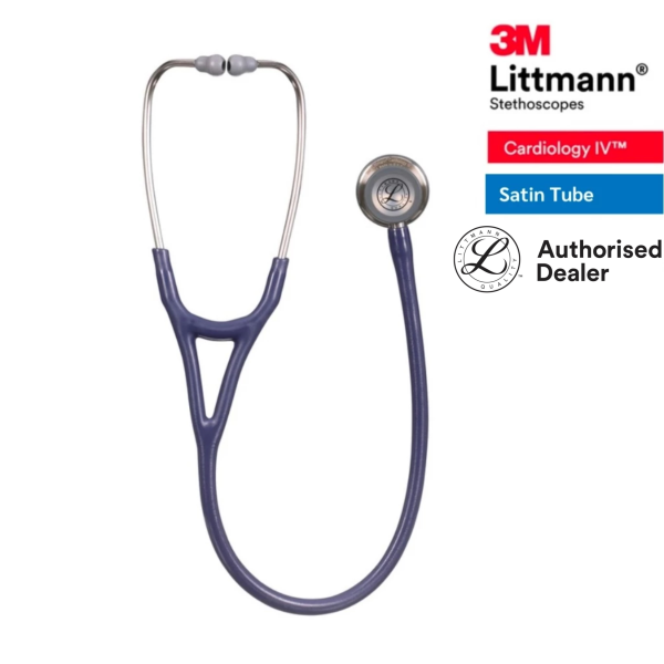 3M Midnight Blue Tube (new Satin material), Standard-Finish Chestpiece, Cardiology IV 6187C, 3M Littmann stethoscope