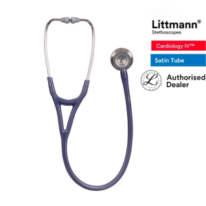 Littmann stethoscope Midnight Blue Tube (new Satin material), Standard-Finish Chestpiece, Cardiology IV 6187C