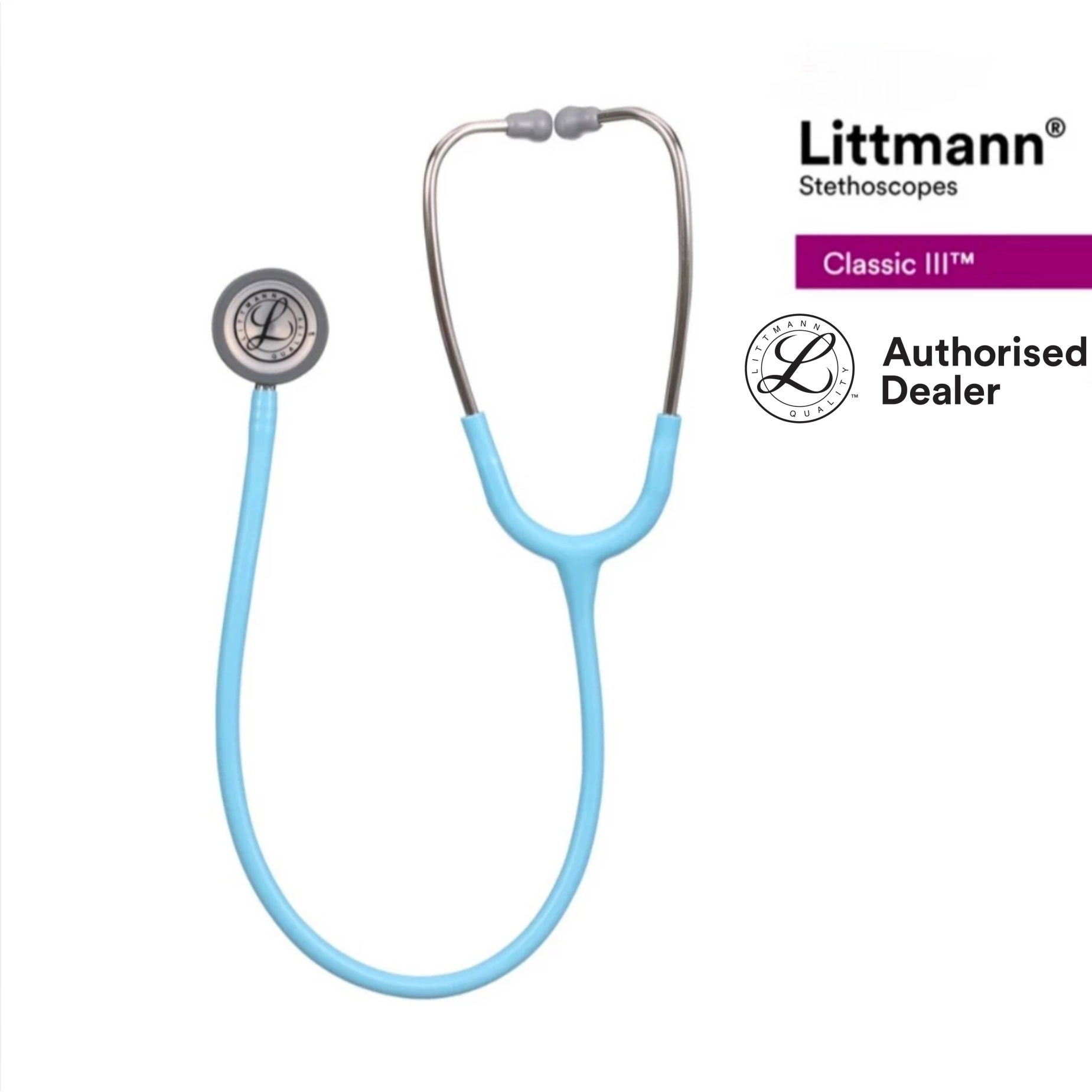 Littmann stethoscope Marine Blue tube (new Satin material), Standard-Finish Chestpiece, Classic III 5912C - Image 3
