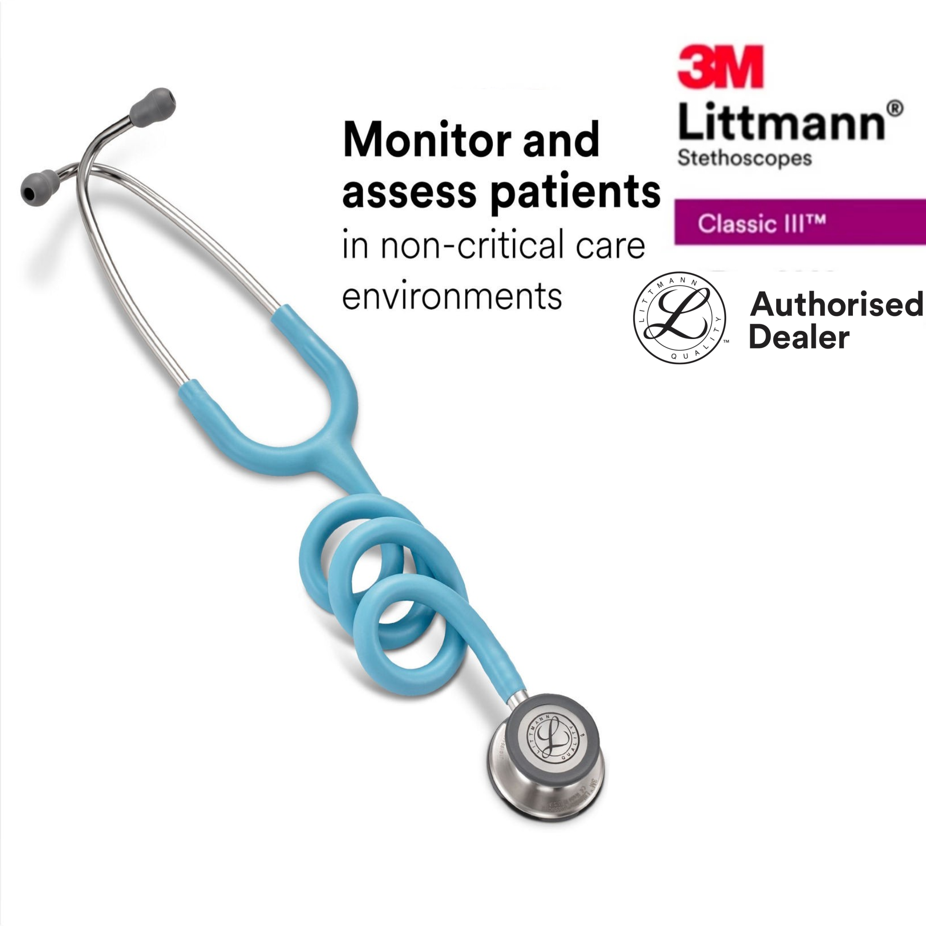 3M Marine Blue tube (new Satin material), Standard-Finish Chestpiece, Classic III 5912C, 3M Littmann stethoscope - Image 4