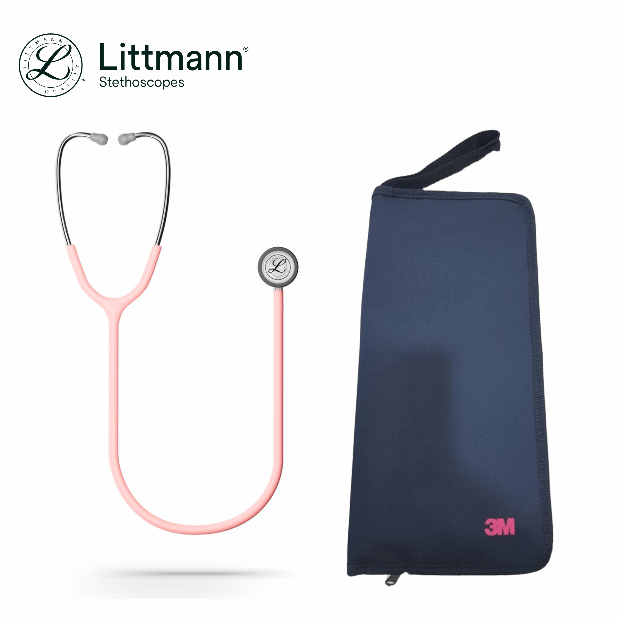 Littmann stethoscope Champagne Rose tube (new Satin material), Standard-Finish Chestpiece, Classic III 5910C (Free Pouch Exclusive at E-Store)