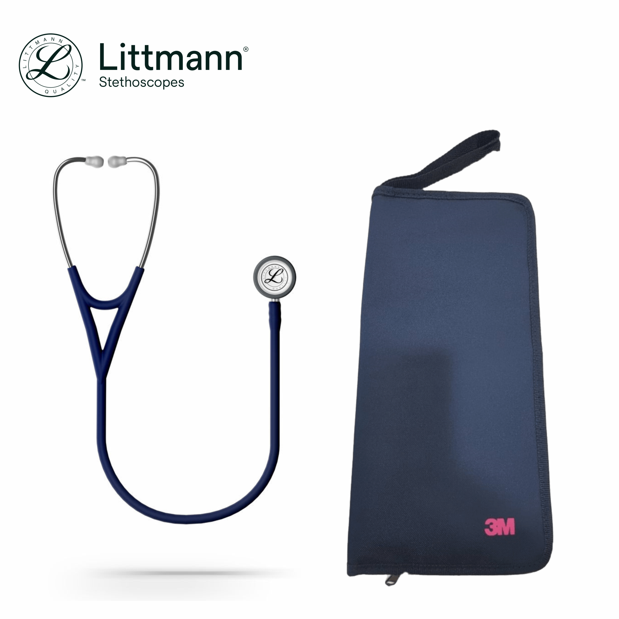 Littmann stethoscope Midnight Blue Tube (new Satin material), Standard-Finish Chestpiece, Cardiology IV 6187C (Free Pouch Exclusive at E-Store)