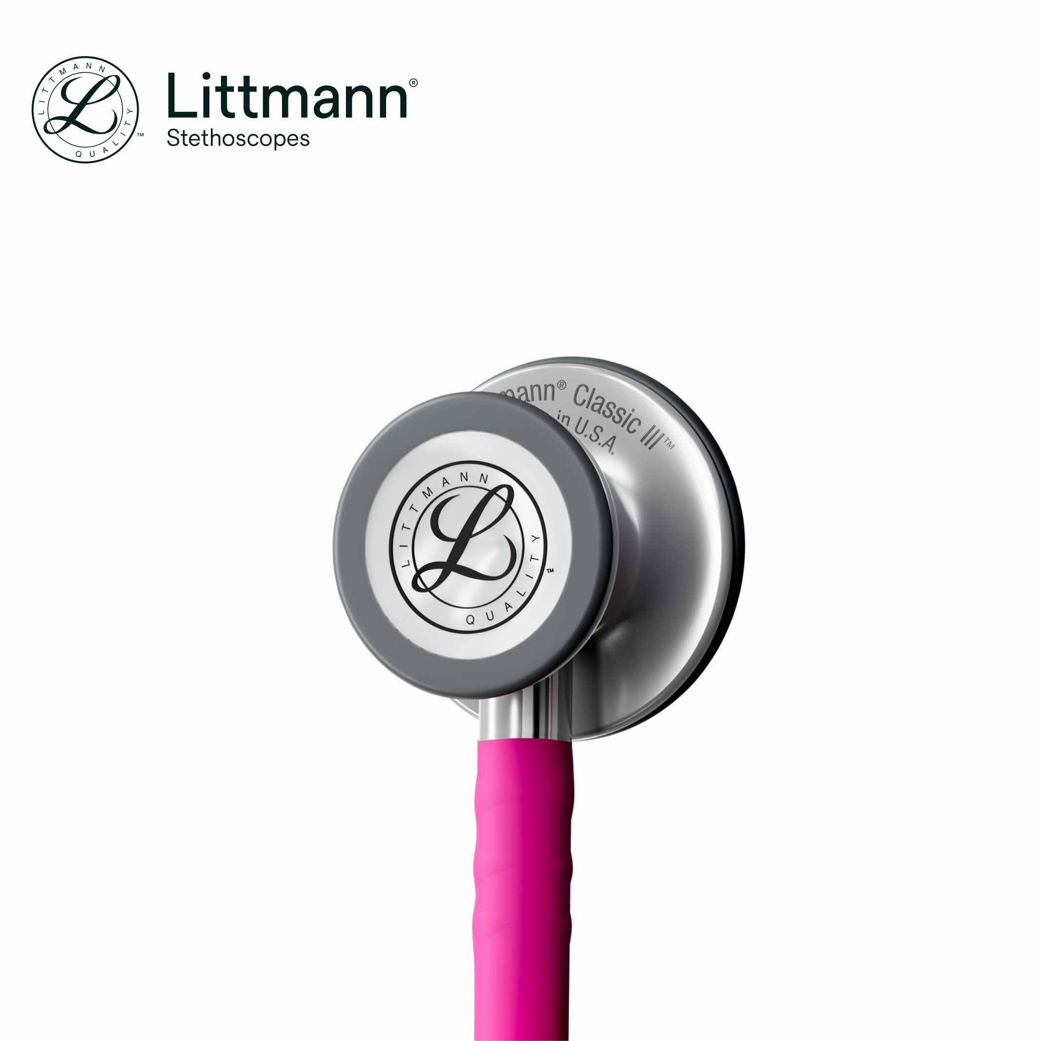 Littmann Classic III Stethoscope, 5648C, Stainless-finish Chestpiece, Satin-finish Raspberry Tube