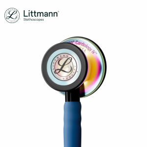 Littmann Cardiology IV Stethoscope, 6242C, High Polish Rainbow Chestpiece, Satin-finish Navy Tube