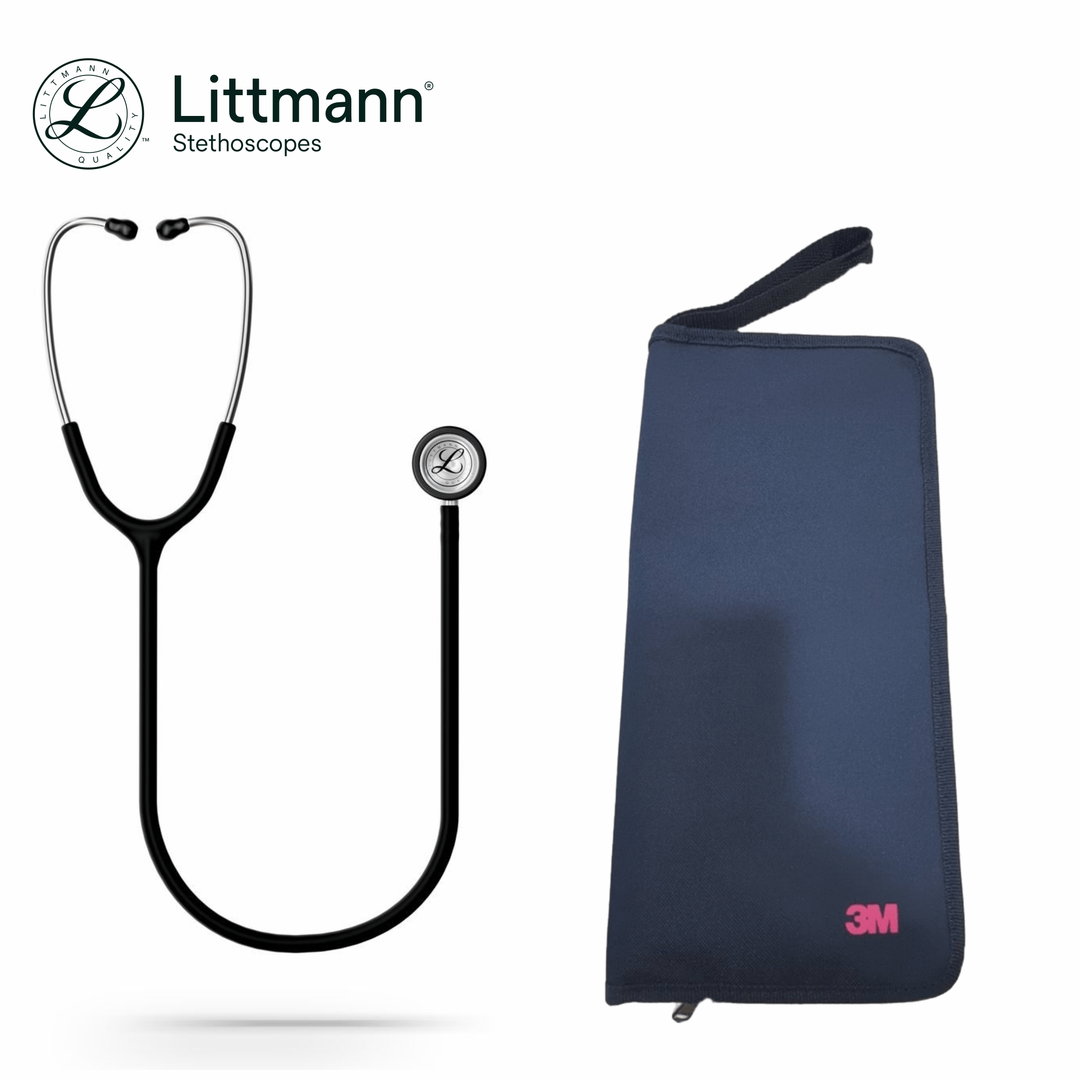 Littmann Classic III Stethoscope, 5620C, Stainless-finish Chestpiece, Satin-finish Black Tube (Free Pouch Exclusive at E-Store)
